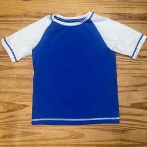 WONDER NATION BABY TODDLER BOYS BLUE WHITE SHORT SLEEVE RASH GUARD SWIM SHIRT 4T